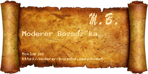 Moderer Bozsóka névjegykártya